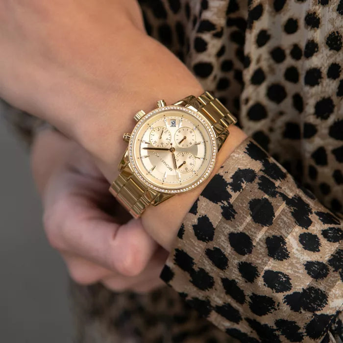 Michael Kors Ritz Stainless Steel 37mm Gold Dial Wrist Watch MK6356