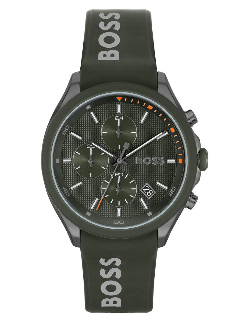 BOSS by Hugo Boss Silicone Green Dial Chronograph Men's Watch - 1514060