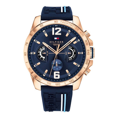 Tommy Hilfiger Homme Multi-Cadrans Quartz Montre avec Bracelet en Silicone 1791474