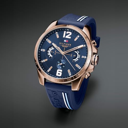 Tommy Hilfiger Homme Multi-Cadrans Quartz Montre avec Bracelet en Silicone 1791474