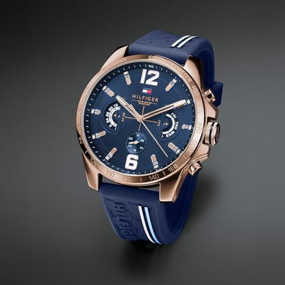 Tommy Hilfiger Homme Multi-Cadrans Quartz Montre avec Bracelet en Silicone 1791474