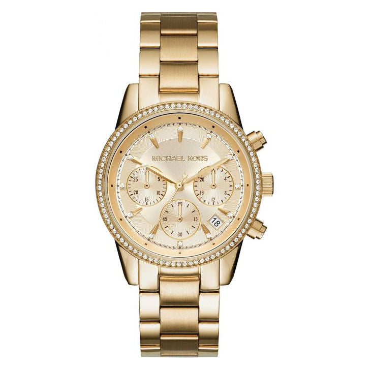 Michael Kors Ritz Stainless Steel 37mm Gold Dial Wrist Watch MK6356