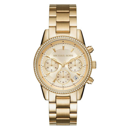 Michael Kors Ritz Stainless Steel 37mm Gold Dial Wrist Watch MK6356