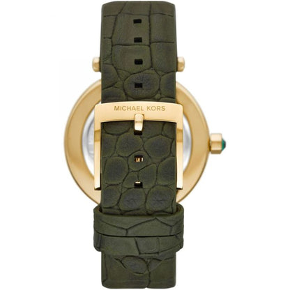 Montre Femme Michael Kors Parker MK4724 Dorée 39mm, Cadran Vert Logo MK et Bracelet Cuir Vert