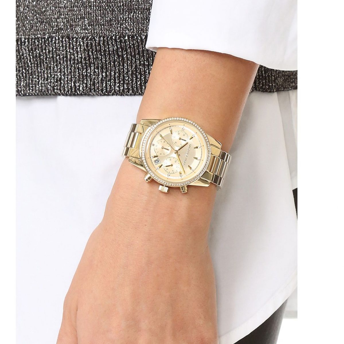 Michael Kors Ritz Stainless Steel 37mm Gold Dial Wrist Watch MK6356
