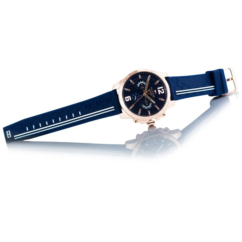 Tommy Hilfiger Homme Multi-Cadrans Quartz Montre avec Bracelet en Silicone 1791474